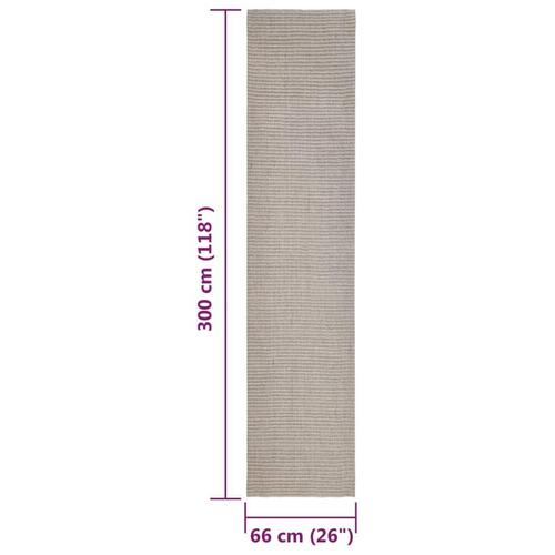 Gulvtæppe 66x300 cm naturlig sisal sandfarvet