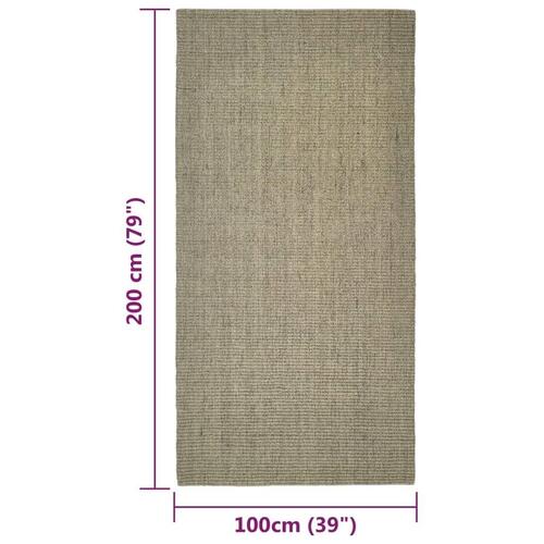 Gulvtæppe 100x200 cm naturlig sisal gråbrun