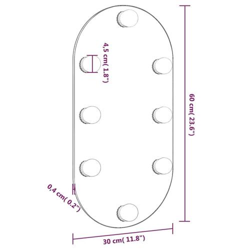 Spejl med LED-lamper 60x30 cm oval glas