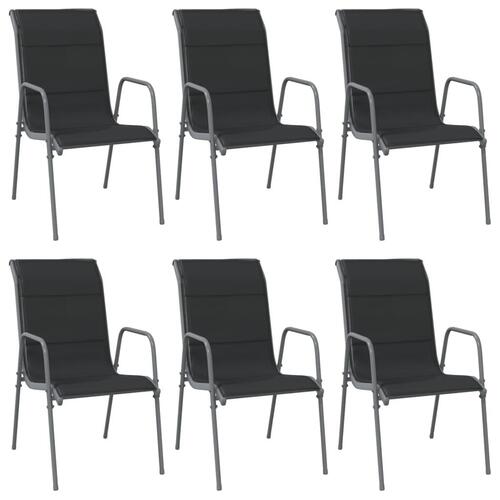 Havestole 6 stk. stål og textilene sort