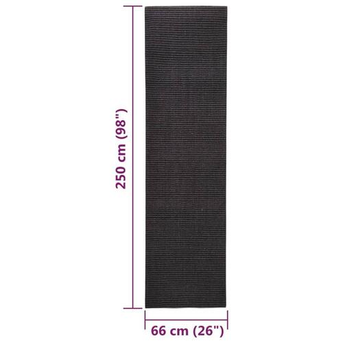 Gulvtæppe 66x250 cm naturlig sisal sort