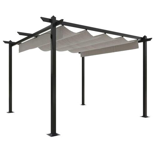 Havepavillon med sammenrulleligt tag 3x3 m cremefarvet