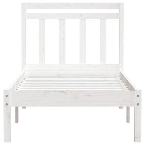 Sengeramme 90x190 cm Single massivt træ hvid
