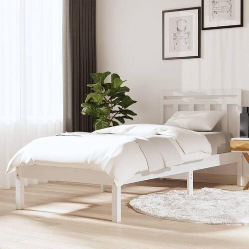 Sengeramme 90x200 cm massivt fyrretræ hvid