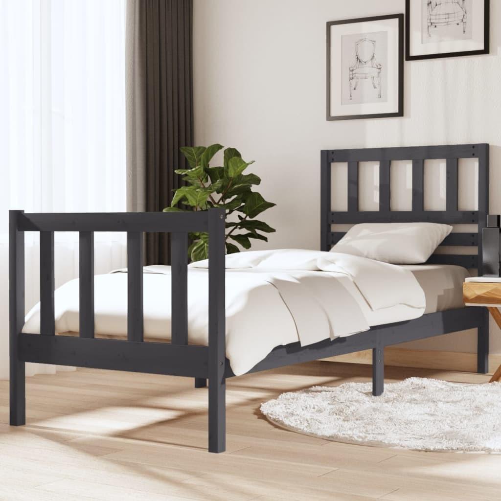 Sengeramme 75x190 cm Small Single massivt træ grå