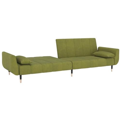 2-personers sovesofa med 2 puder fløjl lysegrøn