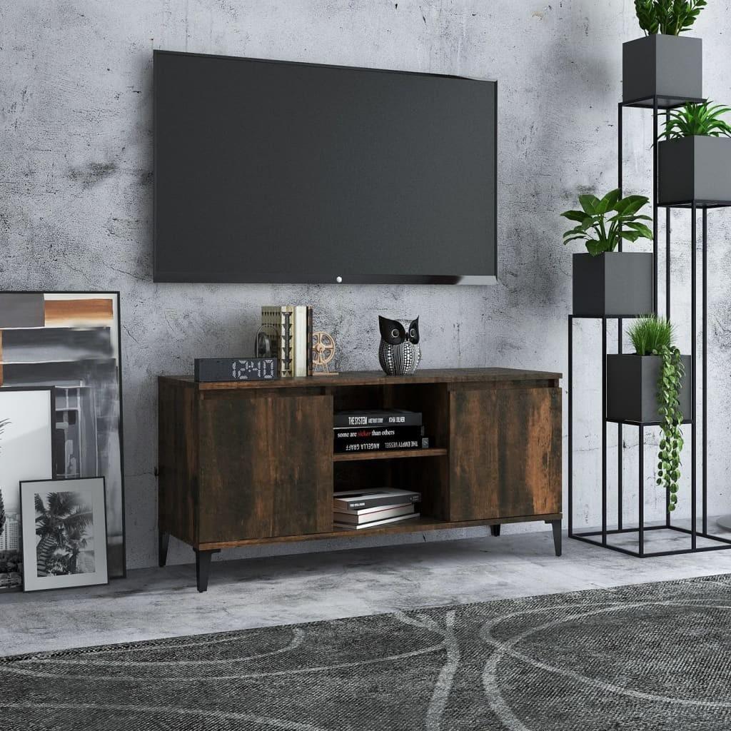 Tv-skab med metalben 103,5x35x50 cm røget egetræsfarve