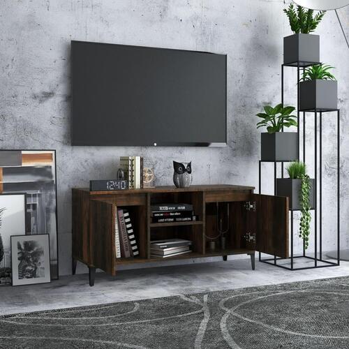 Tv-skab med metalben 103,5x35x50 cm røget egetræsfarve