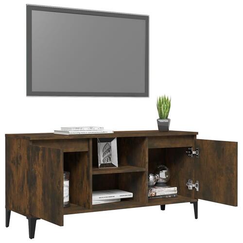 Tv-skab med metalben 103,5x35x50 cm røget egetræsfarve