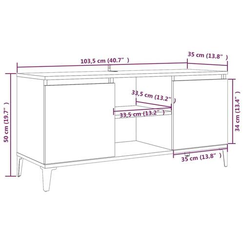 Tv-skab med metalben 103,5x35x50 cm røget egetræsfarve