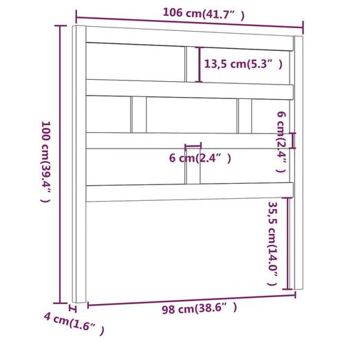 Sengegærde 106x4x100 cm massivt fyrretræ grå