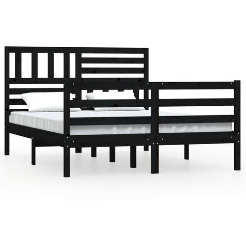 Sengeramme 160x200 cm massivt træ sort