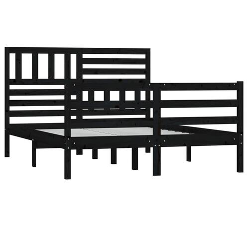 Sengeramme 160x200 cm massivt træ sort