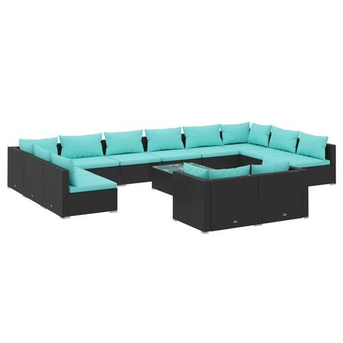 Loungesæt til haven 13 dele med hynder polyrattan sort