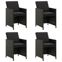 Havestole med hynder 4 stk. polyrattan sort