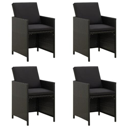 Havestole med hynder 4 stk. polyrattan sort