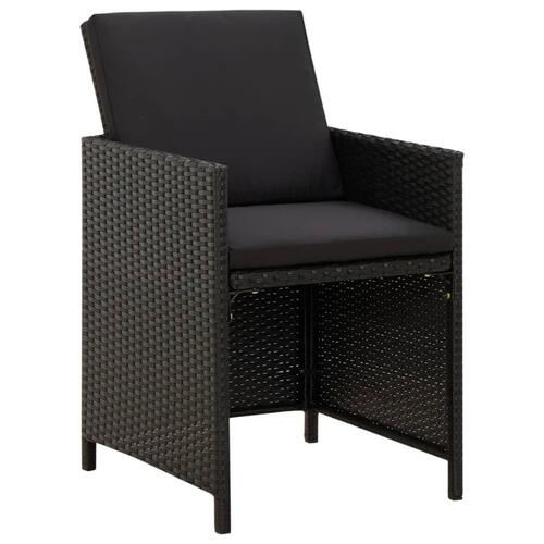 Havestole med hynder 4 stk. polyrattan sort