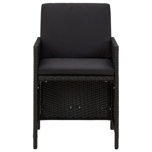 Havestole med hynder 4 stk. polyrattan sort