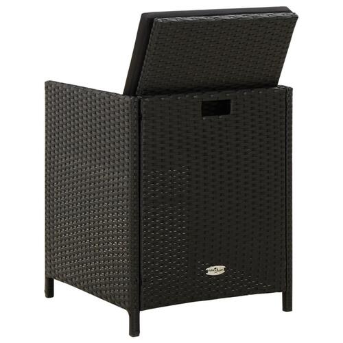 Havestole med hynder 4 stk. polyrattan sort