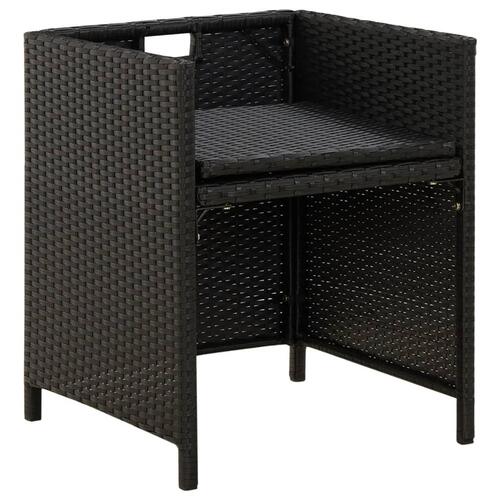 Havestole med hynder 4 stk. polyrattan sort