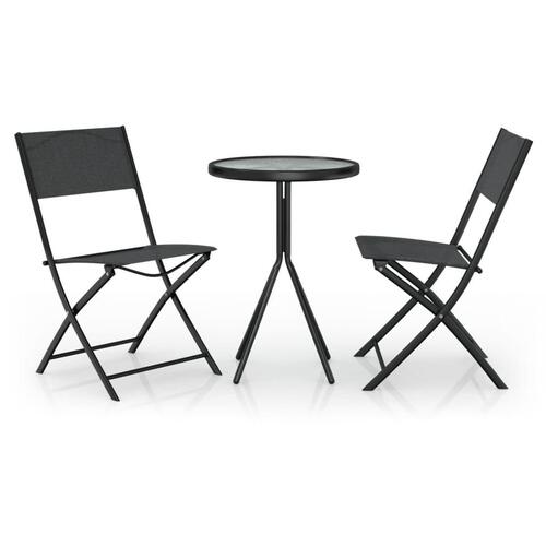 Bistrosæt 3 dele stål sort