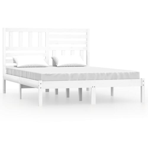 Sengeramme 120x200 cm massivt fyrretræ hvid