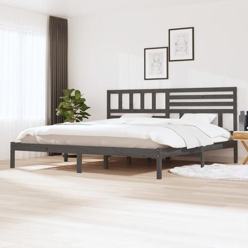 Sengeramme 200x200 cm massivt fyrretræ grå