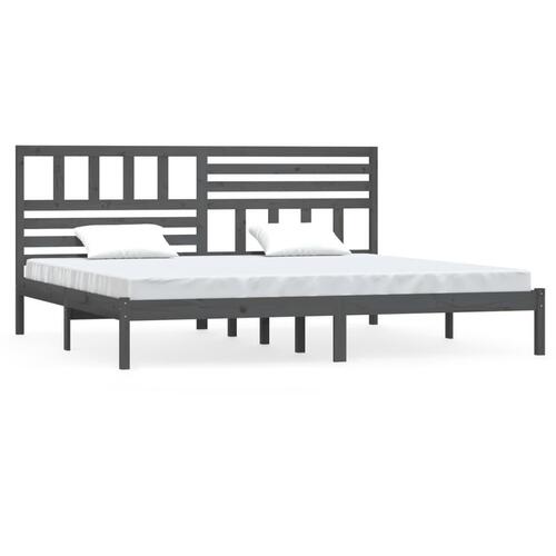 Sengeramme 200x200 cm massivt fyrretræ grå