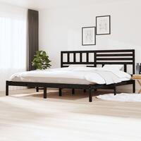 Sengeramme 200x200 cm massivt fyrretræ sort