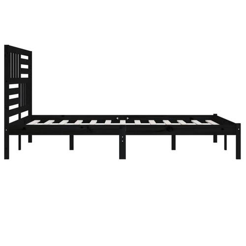Sengeramme 200x200 cm massivt fyrretræ sort