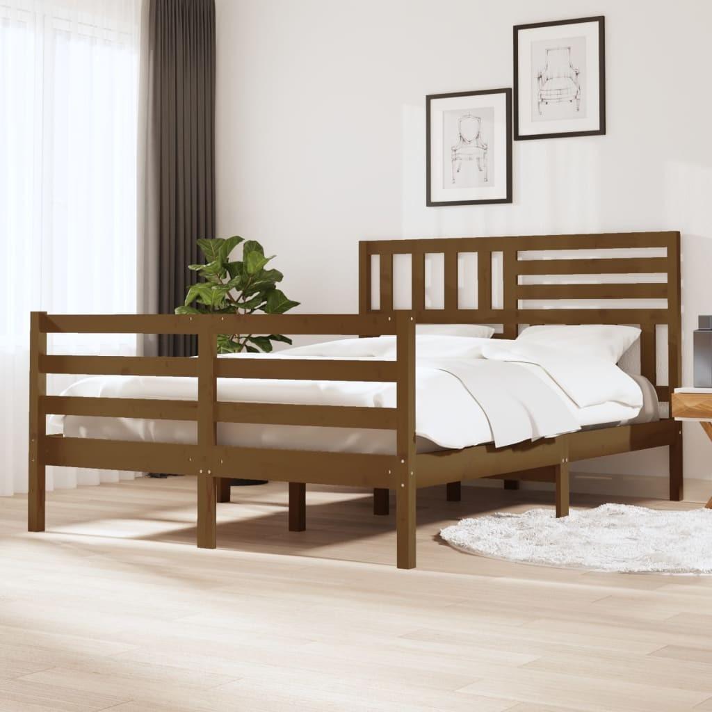 Sengeramme 120x190 cm Small Double massivt træ gyldenbrun