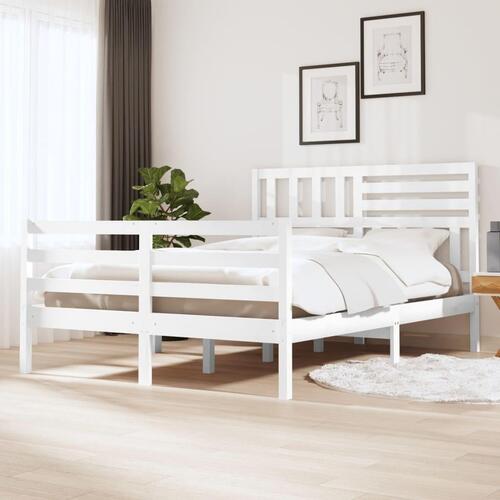 Sengeramme 120x200 cm massivt træ hvid