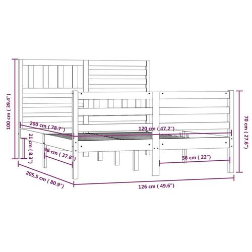 Sengeramme 120x200 cm massivt træ hvid