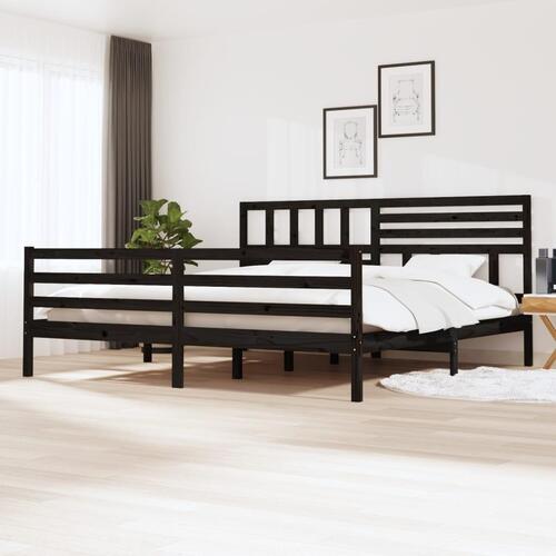 Sengeramme 200x200 cm massivt træ sort