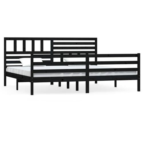 Sengeramme 200x200 cm massivt træ sort