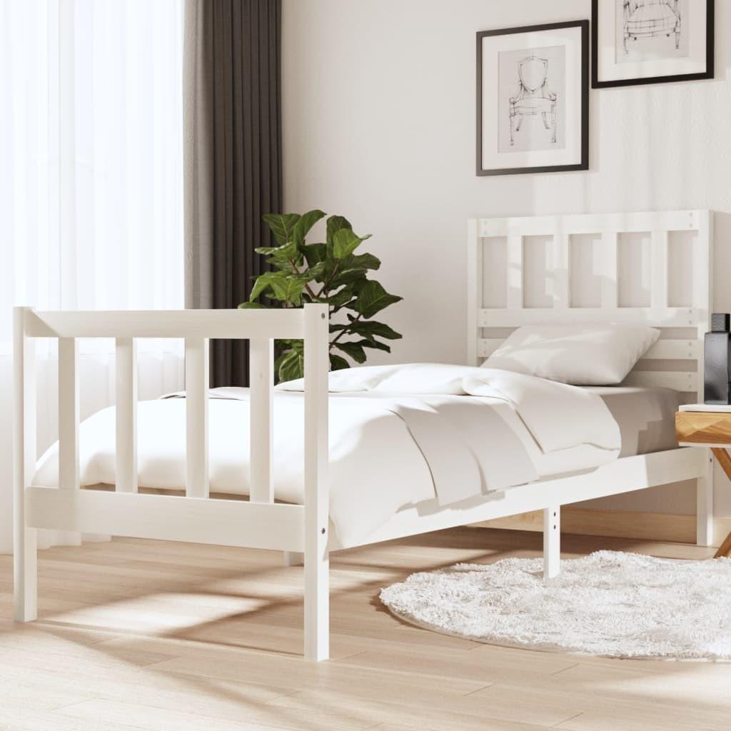 Sengeramme 75x190 cm Small Single massivt træ hvid