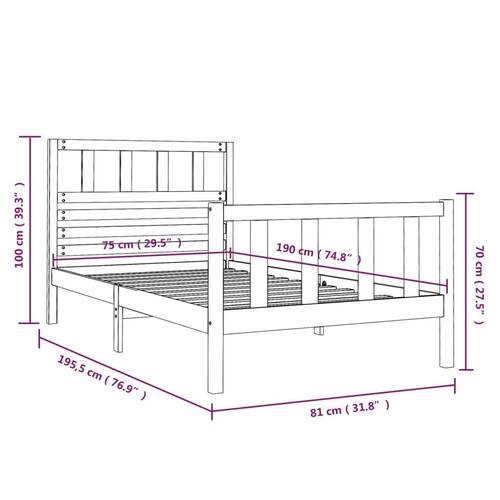 Sengeramme 75x190 cm Small Single massivt træ hvid