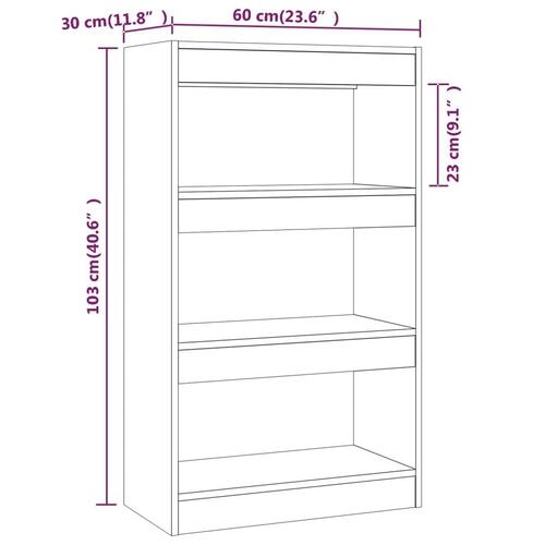 Bogreol/rumdeler 60x30x103 cm konstrueret træ røget egetræ