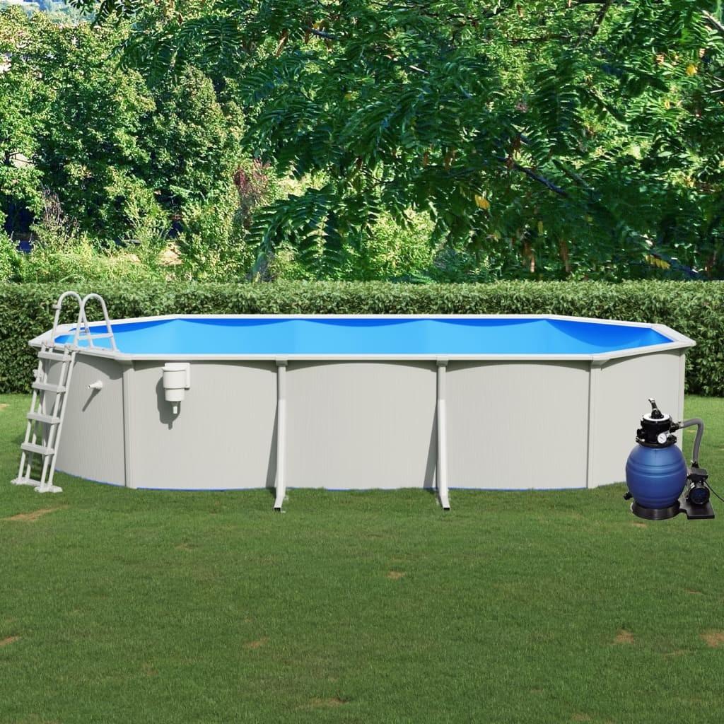Swimmingpool med sandfilterpumpe og stige 610x360x120 cm