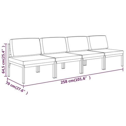 4-personers havesofa med hynder aluminium antracitgrå