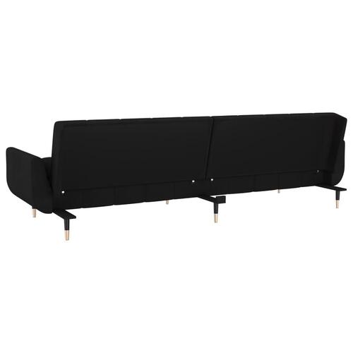 2-personers sovesofa med 2 puder fløjl sort