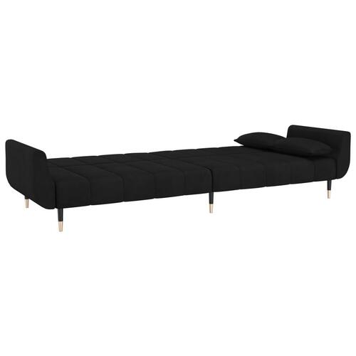 2-personers sovesofa med 2 puder fløjl sort