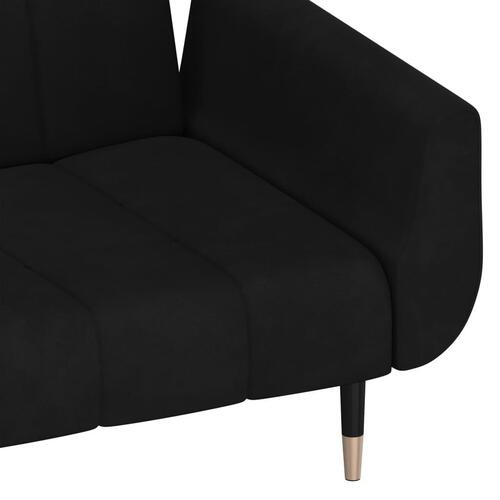 2-personers sovesofa med 2 puder fløjl sort