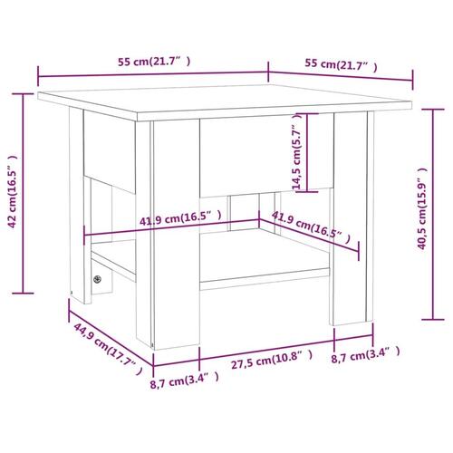Sofabord 55x55x42 cm konstrueret træ sort