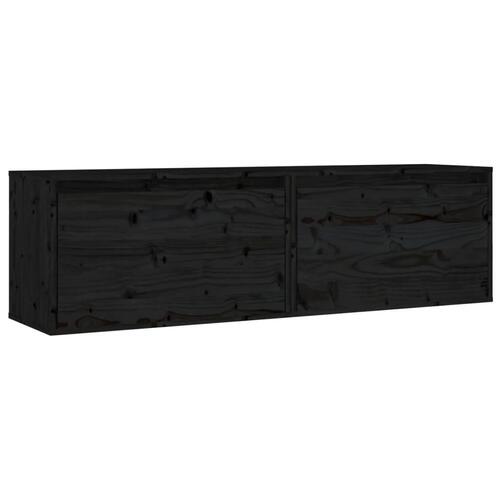 Vægskabe 2 stk. 60x30x35 cm massivt fyrretræ sort