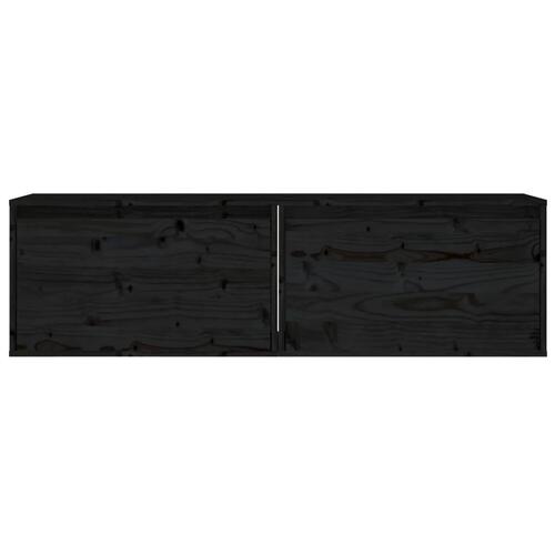 Vægskabe 2 stk. 60x30x35 cm massivt fyrretræ sort