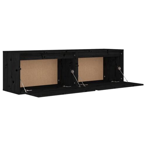 Vægskabe 2 stk. 60x30x35 cm massivt fyrretræ sort
