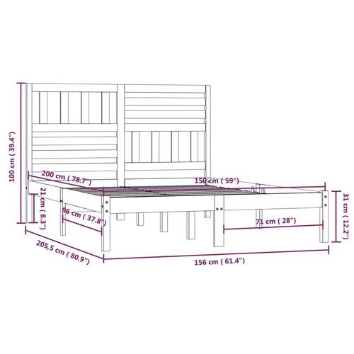 Sengeramme 150x200 cm massivt fyrretræ