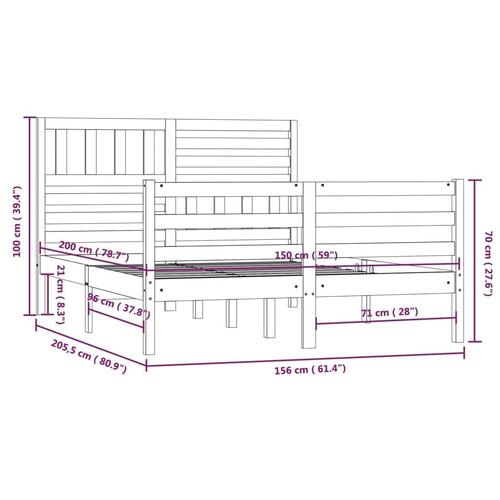 Sengeramme 150x200 cm King Size massivt træ