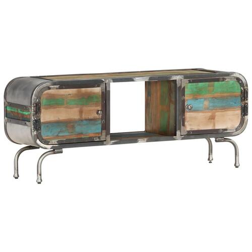 Tv-bord 110x30x42 cm massivt genbrugstræ flerfarvet